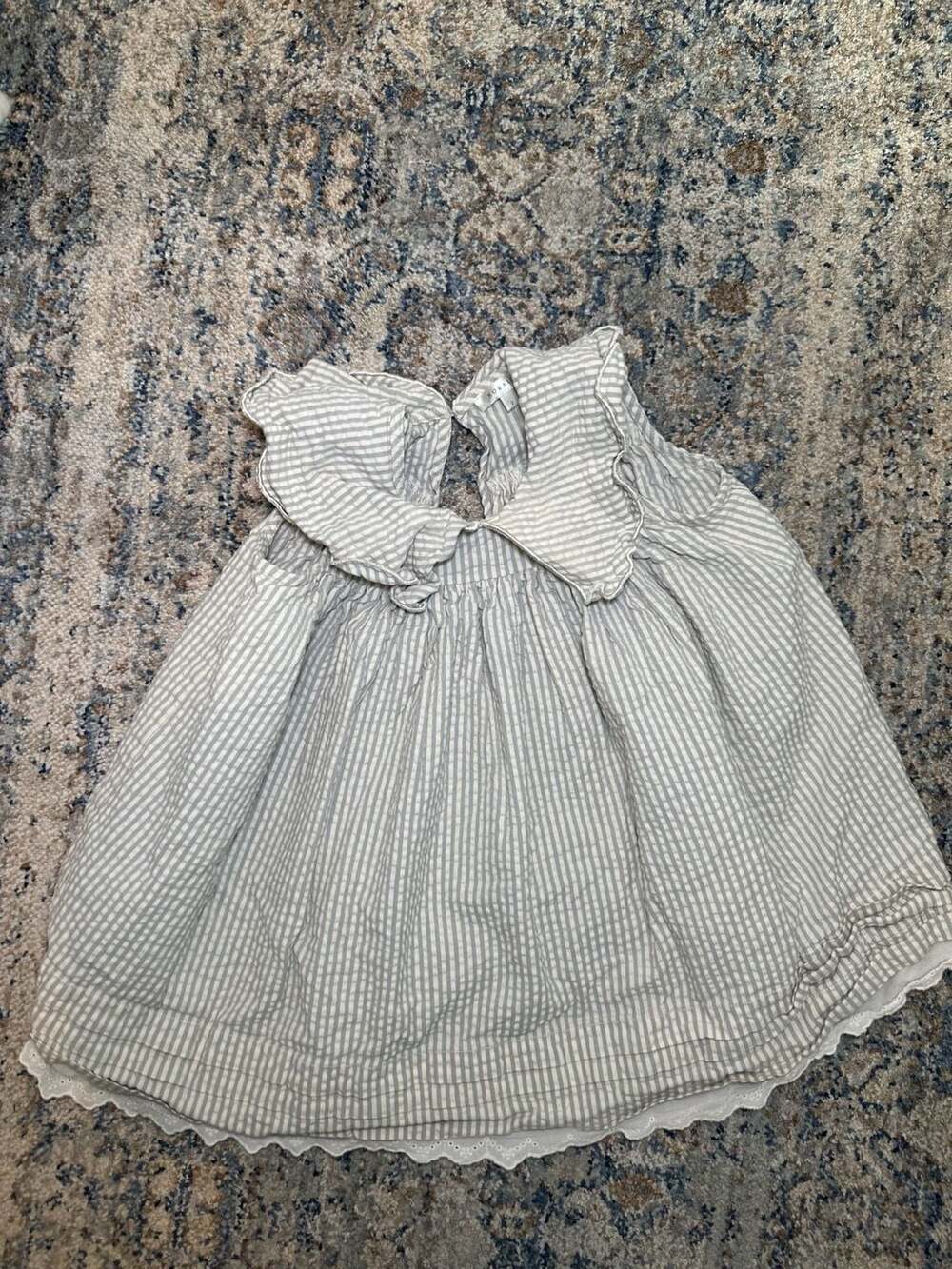 Noralee Dress Size 2 Stripe Ruffle Collar Seersucker